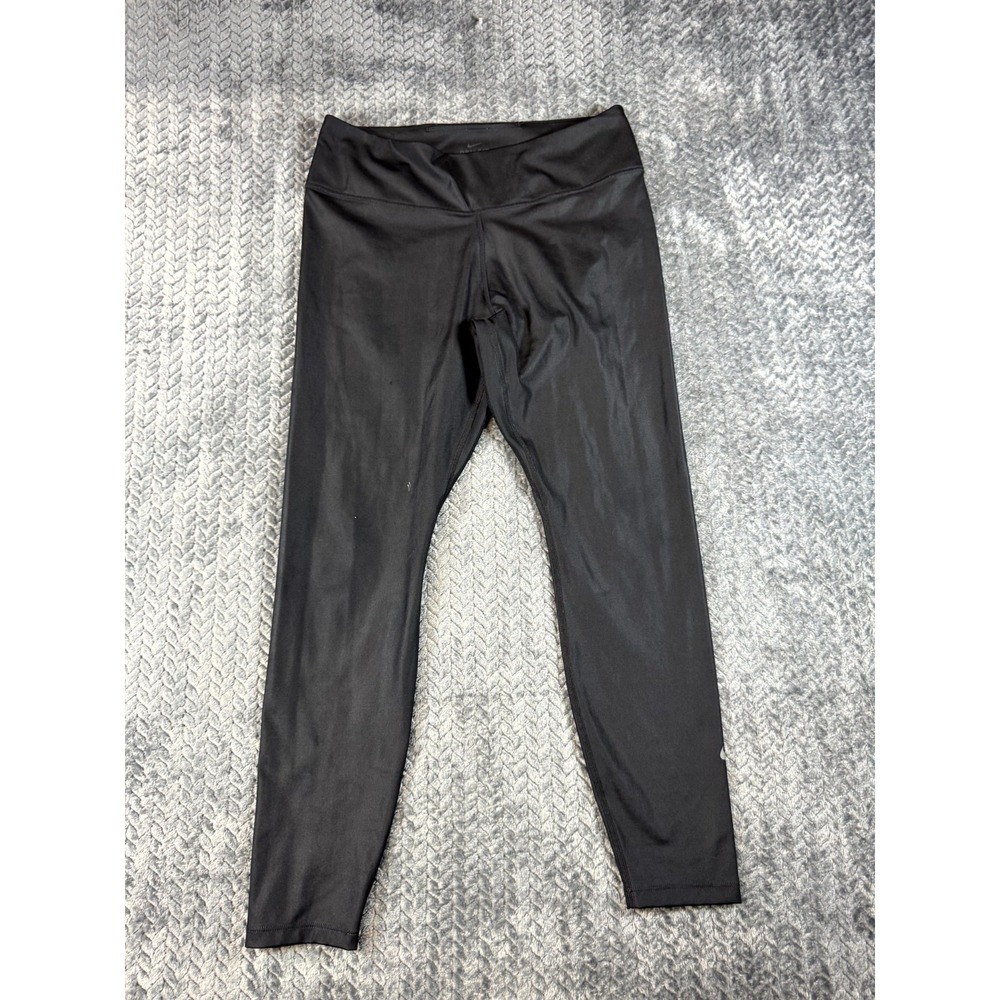 Nike‎ Dri Fit Leggings Womens Large Black Stretch Swoosh Athleisure Yoga Running